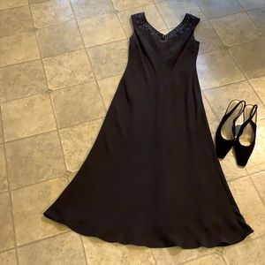 Chocolate brown full length dress, vintage